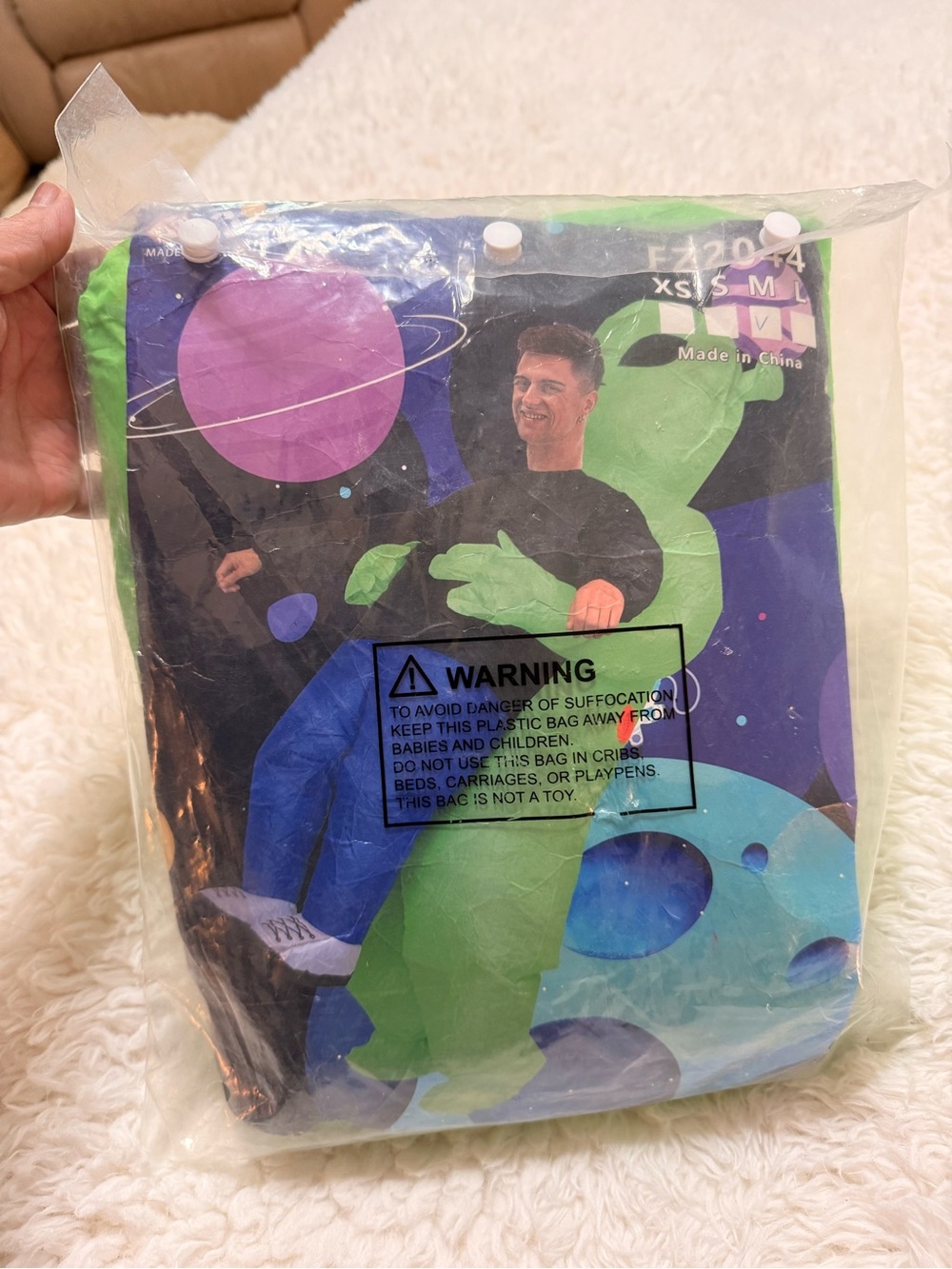Inflatable Green Alien Abduction Adult Costume Sz M (New)